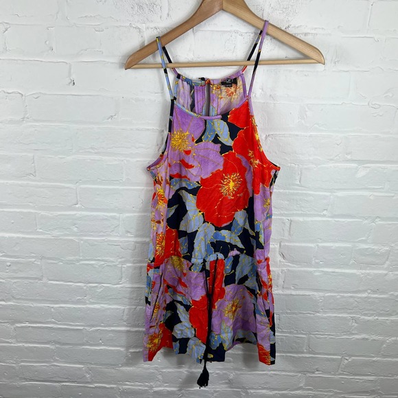 Ann Taylor LOFT Romper Jumpsuit Tropical with Pockets Multicolor Size XS Petite - Picture 2 of 6